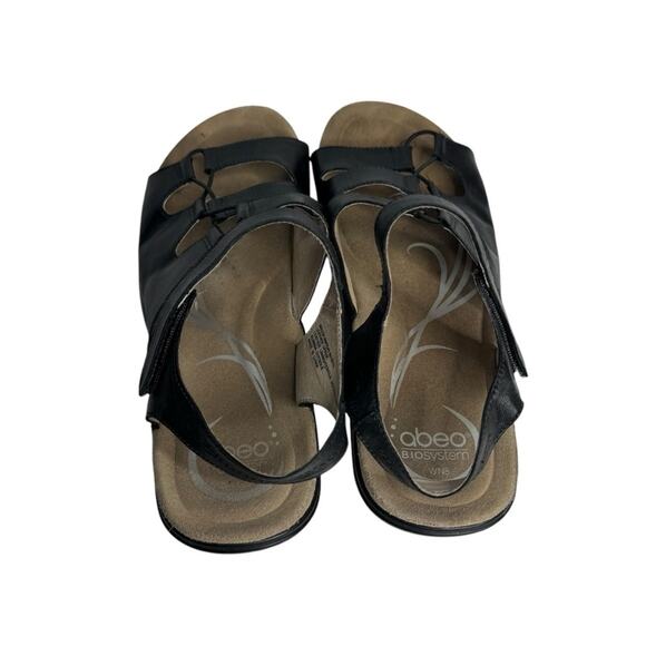 Abeo Brook Neutral Low Heel Leather Sandals in Black Womens Size 8N - Picture 6 of 11